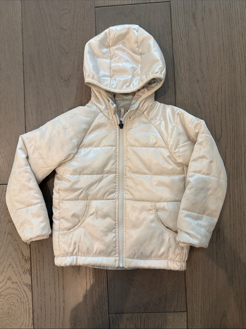 REVERSIBLE The North Face Cream Hooded Puffer Jacket